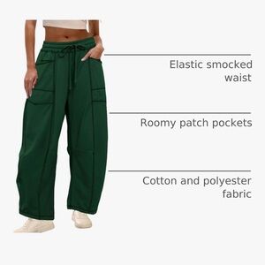 Unisex Barrel wide leg Sweat Pants. High waisted elastic waist with drawstring